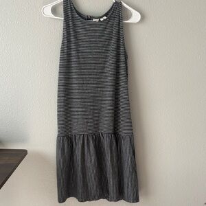 Artisan Ny Striped Sleeveless Midi Dress in Charcoal and Black